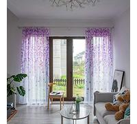 Boyouth Rideaux en Voile imprimé Hirondelles et Branches de Saule pour Chambre à Coucher, Salon, Violet, 2 Panneaux, 100 x 270 cm