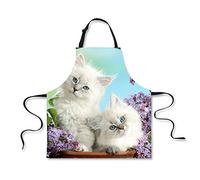 BOYOUTH Tablier imperméable à motif chat avec bretelles réglables pour adulte et homme Moderne One Size Cat04