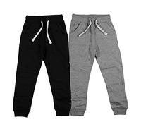 Boys 2-Pack Pantalons de Survêtement - Pantalons Jogger en Coton Doux avec Taille Élastique, Cordon de Serrage, Poignets Côtelés et Poches, Pantalons Décontractés pour Garçons au Quotidien