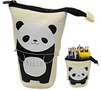 Boys And Girls Pencil Case, Cute Panda Design, Canvas Telescopic Pencil Case, Children's Pencil Case, Students And Office Supplies, Multicolored, Stationery Bag