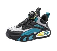 Boys and Girls Spring Summer and Autumn Mesh Breathable Rotating Buckle Adjustable Shoelaces Medium and Large Children's Thick Sports Shoes Chausson Fille 23 (Grey, 33 Big Kids)