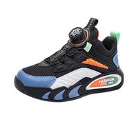 Boys and Girls Spring Summer and Autumn Mesh Breathable Rotating Buckle Adjustable Shoelaces Medium and Large Children's Thick Sports Shoes Chausson Fille 23 (Orange, 33.5 Big Kids)