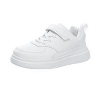 Boys and Girls Spring Summer Autumn and Winter Leather Leather Adjustable Shoelaces for Medium and Large Children's Casual Sports Shoes Pantoufle Animaux (White, 32 Big Kids)