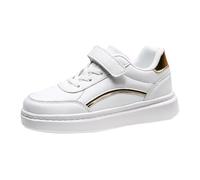 Boys and Girls Spring Summer Autumn and Winter Leather Leather Adjustable Shoelaces for Medium and Large Children's Casual Sports Shoes Pantoufle 20 (White, 35 Big Kids)