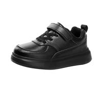 Boys and Girls Spring Summer Autumn and Winter Leather Leather Adjustable Shoelaces for Medium and Large Children's Casual Sports Shoes Pantoufle Animaux (Black, 28.5 Little Child)