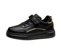 Boys and Girls Spring Summer Autumn and Winter Leather Leather Adjustable Shoelaces for Medium and Large Children's Casual Sports Shoes Pantoufle 20 (Black, 28.5 Little Child)