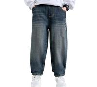 Boys Baggy Jeans Kids Straight Wide Leg Denim Trousers with Pockets Teens Loose Elastic Waisted Washed Denim Pants Trendy Children Vintage Y2K Streetwear for Spring Summer
