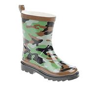 Boys Camouflage Print Short Wellington Boots Green/Brown