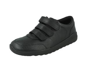 Boys Clarks Triple Strap Leather School Shoes With Toe Bumpers DAZE 2 STEP Y