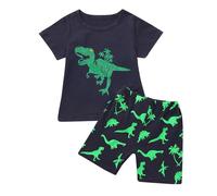 Boys Dinosaur a ama Set 2-Piece eepwear Short Sleeve Shirt & Shorts oun ewear Outfits Toddler Summer ghtwear Clothes (Navy, 3-4 Years) o62o
