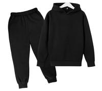 Boys Girls 2-Piece Fall Winter Outfits Hoodie & Sweatpants Set | Toddler Sweatsuit | Warm Fleece Jogger Suit Casual Clothes (Black, 9-10 Years) o8o