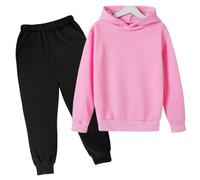Boys Girls 2-Piece Fall Winter Outfits Hoodie & Sweatpants Set | Toddler Sweatsuit | Warm Fleece Jogger Suit Casual Clothes (Pink, 4-5 Years) o26o