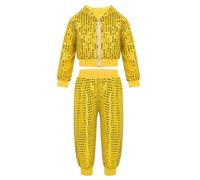 Boys Girls Hip-hop Jazz Costume Street Dancing Dress Shiny Sequins Clothing Set
