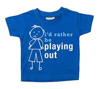 Boys I D Rather Be jouer dehors T-shirt bébé tout-petit enfants Disponible en tailles 0-6 mois à 14-15 ans son bâton personne bleu bleu 5-6 ans