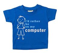 Boys I D Rather Be On My Computer T-shirt bébé tout-petit enfants Disponible en tailles 0-6 mois à 14-15 ans son bâton personne bleu bleu 12-13 Years