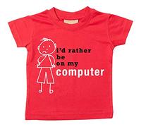 Boys I D Rather Be On My Computer T-shirt bébé tout-petit enfants Disponible en tailles 0-6 mois à 14-15 ans son bâton personne rouge Red 5-6 ans