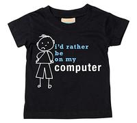 Boys I D Rather Be On My Computer T-shirt bébé tout-petit enfants Disponible en tailles 0-6 mois à 14-15 ans son bâton personne noir noir 14-15 Years