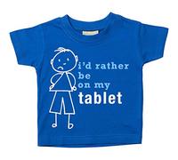 Boys I D Rather Be On My Tablette T-shirt bébé tout-petit enfants Disponible en tailles 0-6 mois à 14-15 ans son bâton personne bleu bleu 14-15 Years