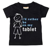 Boys I D Rather Be On My Tablette T-shirt bébé tout-petit enfants Disponible en tailles 0-6 mois à 14-15 ans son bâton personne noir noir 6-12 mois