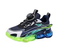 Boys Spring Summer and Autumn Mesh Breathable Rotating Buckle Adjustable Shoelaces Medium and Large Children's Casual Sports Shoes Pantoufle Chat 34 (Blue, 29 Little Child)