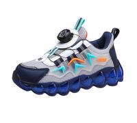 Boys Spring Summer and Autumn Mesh Breathable Rotating Buckle Adjustable Shoelaces Medium and Large Children's Casual Sports Shoes Chausson Fille 20 (Grey, 35 Big Kids)