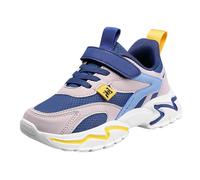 Boys Spring Summer Autumn and Winter Leather Adjustable Shoelaces Medium and Large Children's Casual Sports Shoes Chausson pour ado (Dark Blue, 36 Big Kids)