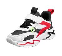 Boys Spring Summer Autumn and Winter Leather Adjustable Shoelaces Medium and Large Children's Casual Sports Shoes Chausson pour ado (Red, 32 Big Kids)