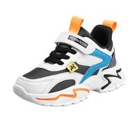 Boys Spring Summer Autumn and Winter Leather Adjustable Shoelaces Medium and Large Children's Casual Sports Shoes Chausson pour ado (Orange, 33 Big Kids)