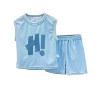 Boys Summer Clothes 2PCS Sleeveless Shirt & Quick-Dry Shorts Toddler Sportswear Set Casual Lightweight Baby Athletics Outfits (Blue, 3-4 Years) w64n