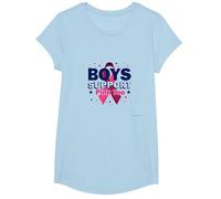 Boys Support Pink Too Alliés de Sensibilisation au Cancer du Sein T-Shirt, Fille, Bleu Céleste, XS