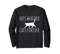 Boys Whatever Cats Forever Citation Amusante pour Amoureux des Chats Manche Longue