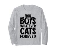 Boys Whatever Cats Forever Citation Amusante pour Amoureux des Chats Noirs Manche Longue