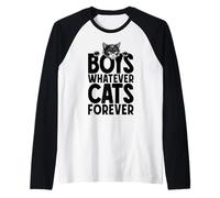 Boys Whatever Cats Forever Citation Amusante pour Amoureux des Chats Noirs Manche Raglan