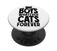 Boys Whatever Cats Forever Citation Amusante pour Amoureux des Chats Noirs PopSockets PopGrip Adhésif