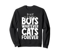 Boys Whatever Cats Forever Citation Amusante pour Amoureux des Chats Noirs Sweatshirt