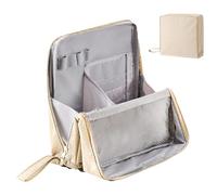 Boyssa Organiseur de voyage vertical 23 x 6,5 x 22 cm Ouverture large avec séparateur Résistant Facile à nettoyer Salle de bain Chambre, Crème coloré, Voir la description, Voir description