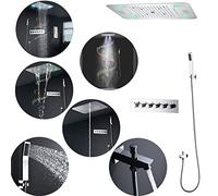 Boyuan Ensemble De Douche LED RGB Music Colonne De Douche Encastrable Système De Douche Thermostatique avec 380 * 580MM Pommeau De Douche À 4 Modes Et Douchette Robinet De Baignoire, Chromé