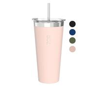 BOZ Tobuste - Tobuste Avec Couvercle Et Paille - Gobelets Isolés - Tasses Avec Couvercle Et Paille - Gobelet en Acier Inoxydable - Parfait Pour Les Boissons Chaudes Et Froides (650 ml, Rose)