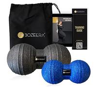 Bozeera Peanut Ball 8 & 12 cm Set 2 pcs - Double Balle Massage | Set 2 pcs boule de massage pour dos, nuque, jambes etc., massage myofascial & triggerpoint, inclus:vidéo, poster & sac