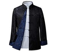 BOZEVON Costume Chinois Tang Hauts Hommes/Femmes - Les Deux côtés à Manches Longues Arts Martiaux Kung Fu Costumes Veste, XL/Style 07 - Hommes