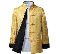 BOZEVON Costume Chinois Tang Hauts Hommes/Femmes - Les Deux côtés à Manches Longues Arts Martiaux Kung Fu Costumes Veste, XL/Style 06 - Hommes