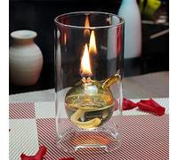 BOZHEN Lampe à huile de verre transparente Lampe à huile pour intérieur Décoration de verre créative Lampe de kérosène d'éclairage d'urgence Lampe de beurre ménagère sans fumée