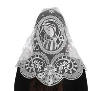 Bozidol Voile de Mariée Catholique, Mantille pour la Messe d'Église, Écharpe de Prière Chrétienne, Velos de Communion (Blanc)