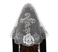 Bozidol Voile de Messe Catholique, Mantille en Dentelle avec Broderie Croix pour Chapelle, Écharpe d'Église pour Prière Religieuse (Noir-Or)