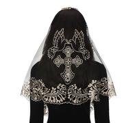 Bozidol Voile du Saint-Esprit avec Camélia et Croix pour Femme - Catholique Brodé avec Camélia, Voile de Sainte Femme d'Église