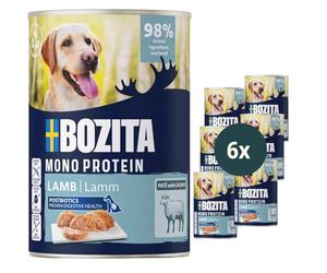 Bozita Dog Paté Agneau avec postbiotiques 6 x 400 g - Nourriture pour Chien à protéines Unique - Nourriture Humide complète au goût Intense sans céréales sous Forme de pâté en Morceaux pour Chien