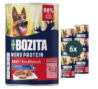 Bozita Dog Paté Bœuf avec postbiotiques 6 x 400 g - Nourriture pour Chien à protéines Unique - Nourriture Humide complète, Riche en goût, sans céréales, sous Forme de pâté en Morceaux pour Chien