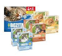 Bozita Essayer Pack Nourriture Humide pour Chats stérilisés 4+2 collations Tetra Mixpack 6x370g - sans céréales, o. Sucre, ou colorants - Saibling en Sauce, Beaucoup de Poulet en Sauce et bœuf