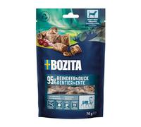 Bozita Meaty Friandises pour Chien avec 95% de Renne et de Canard - 70 g de friandises pour Chien sans céréales sans Poulet ni glycérine - Délicieux friandises pour Chiens Lors de