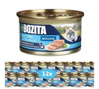 Bozita Mousse MSC Thon - 12 x 85 g de Nourriture Humide pour Chats en Mousse Fine avec Thon - Formule sans céréales, sans Sucre ajouté ni colorants - avec des postbiotiques, soutient la Flore